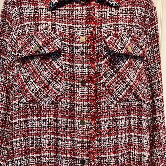 C&A Red Multicoloured Tweed European Jacket Shacket Size‎ EU 36 US M/L - Picture 4 of 16